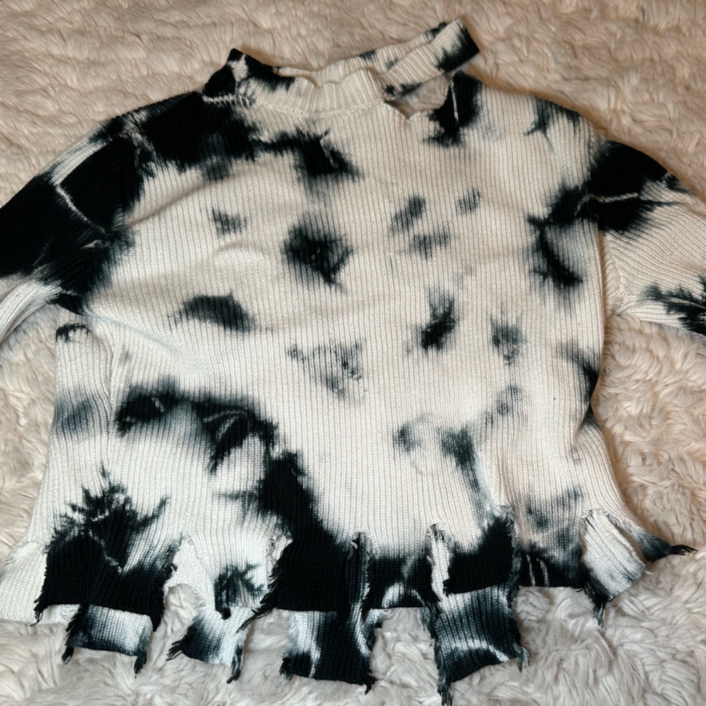 Balboa Tie Dye Frayed Sweater; size S